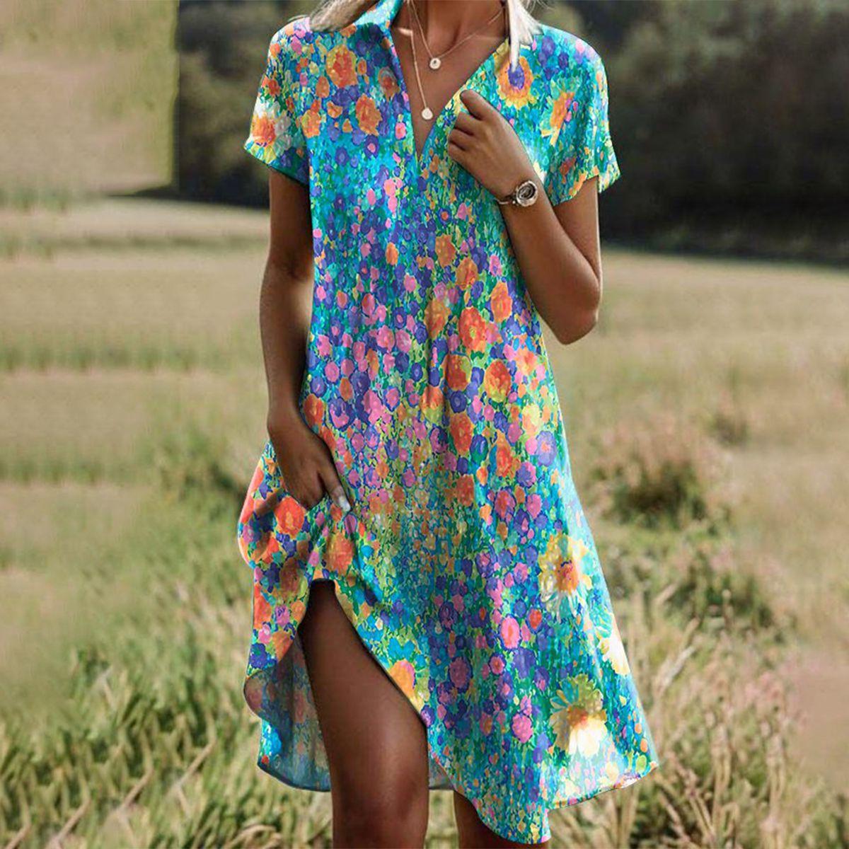 Abito Midi Donna Stile Boho Chic Leggero - Brentozzi