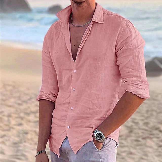 Camicia Uomo Manica Lunga Estiva Casual