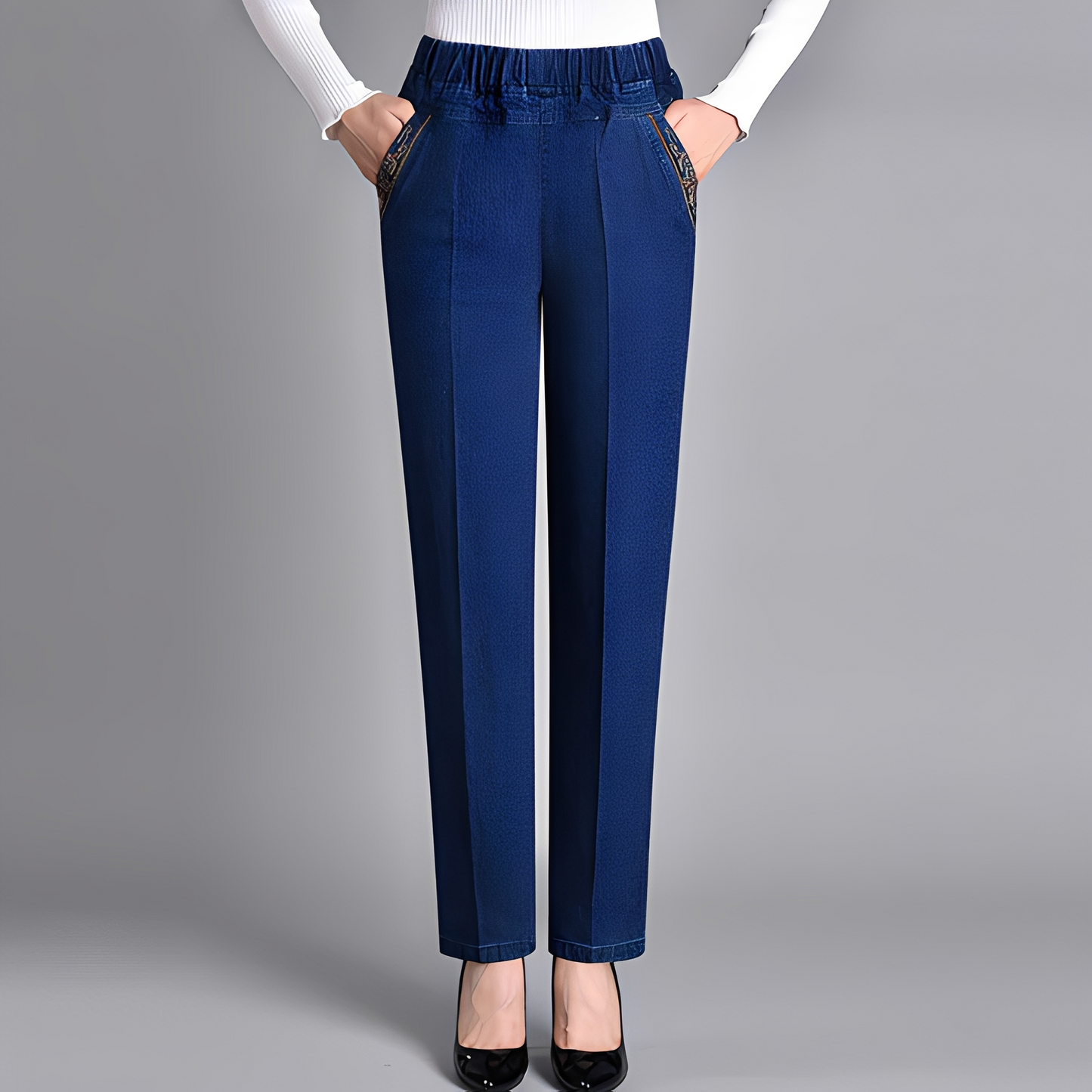 Pantaloni Donna Elastici Vita Alta