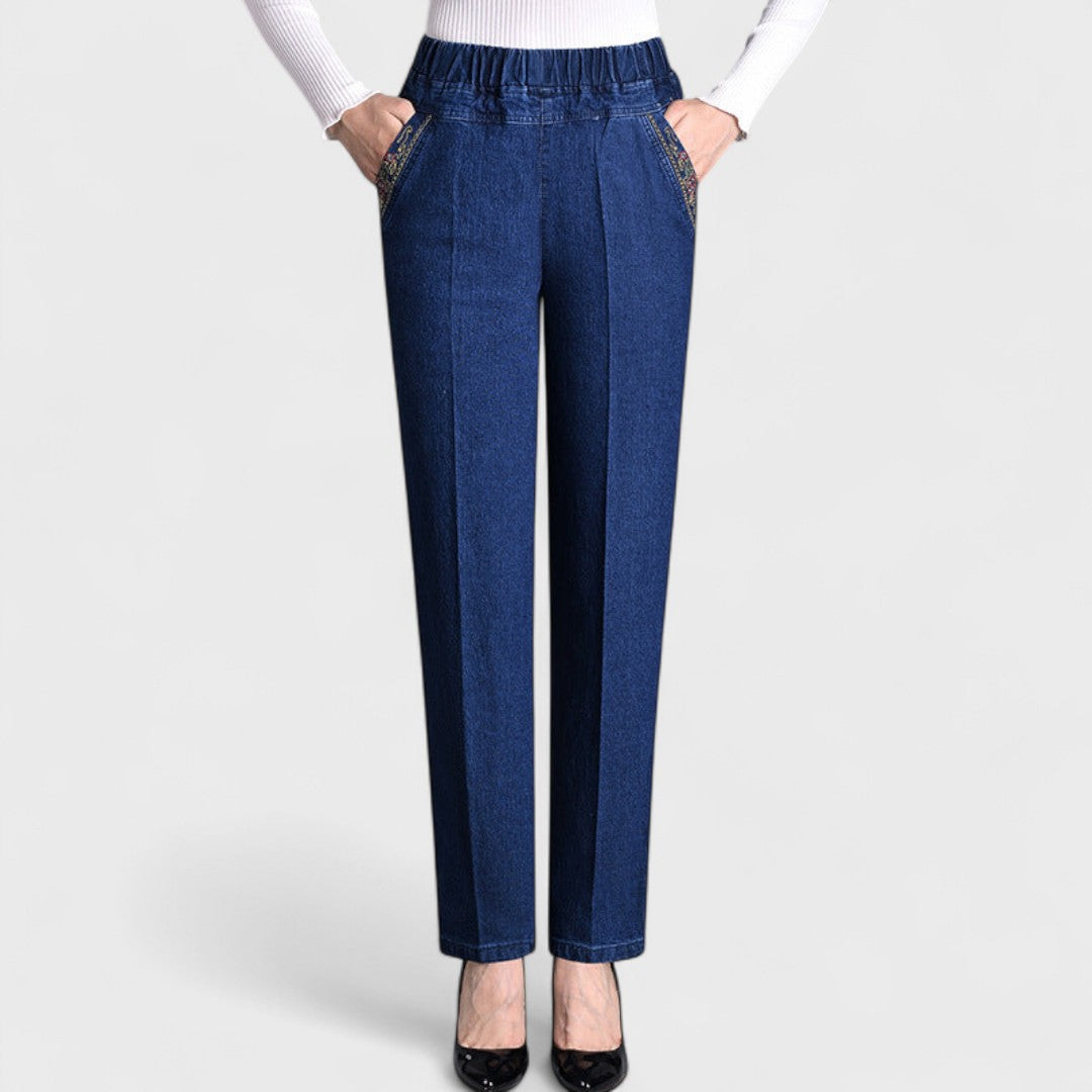 Jeans Donna in Stretch con Tasche Laterali e Vita Elastica Comoda