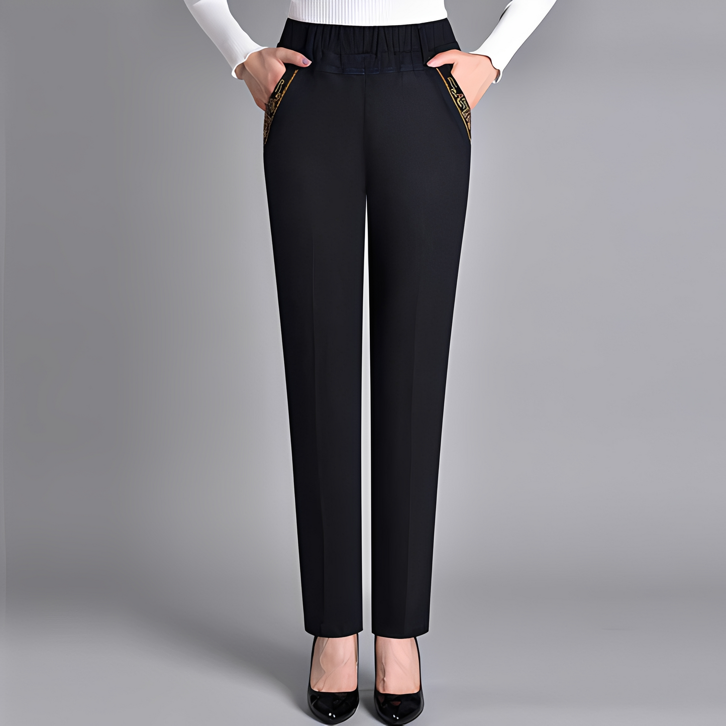 Pantaloni Donna Elastici Vita Alta
