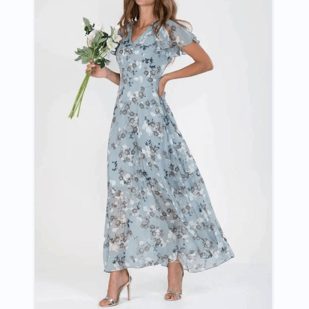 Abito Maxi Donna Scollo a V Linea Dritta