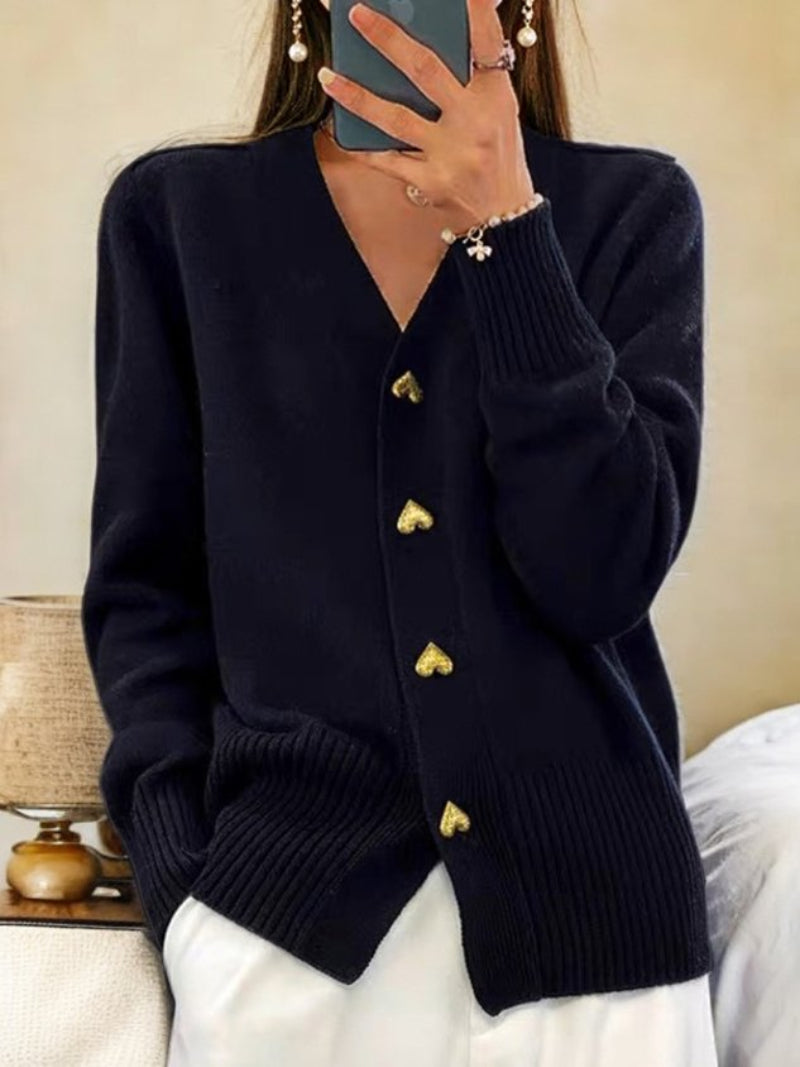 Cardigan Donna Maglia con Bottoni Manica Lunga Caldo - Brentozzi