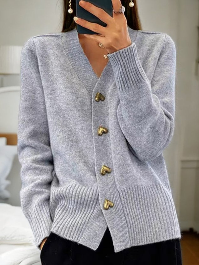 Cardigan Donna Maglia con Bottoni Manica Lunga Caldo