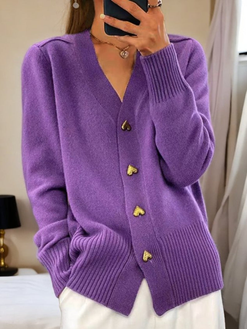 Cardigan Donna Maglia con Bottoni Manica Lunga Caldo