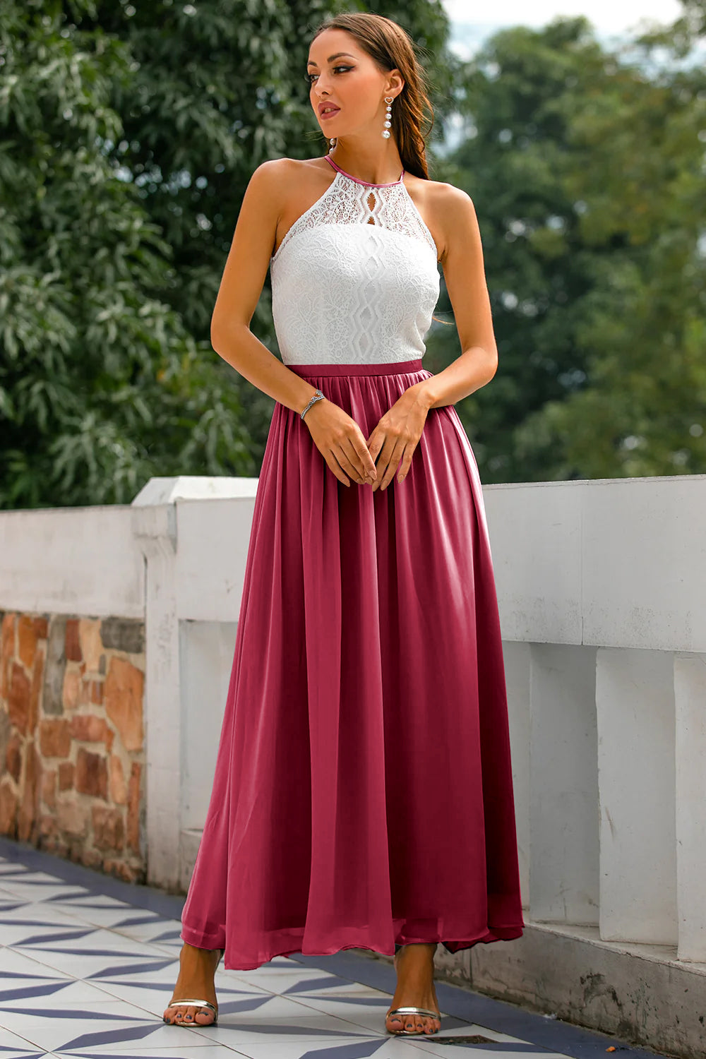 Abito Maxi Donna Scollo Halter Cerimonia