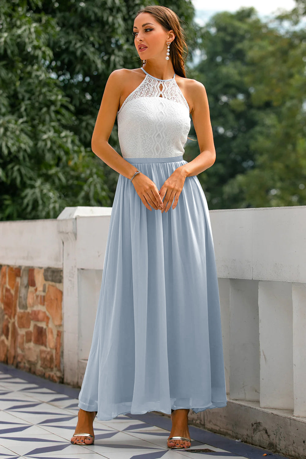 Abito Maxi Donna Scollo Halter Cerimonia