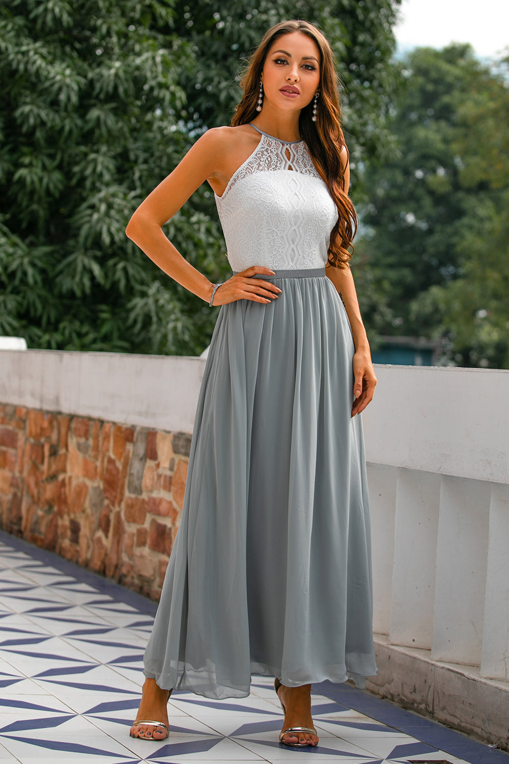 Abito Maxi Donna Scollo Halter Cerimonia