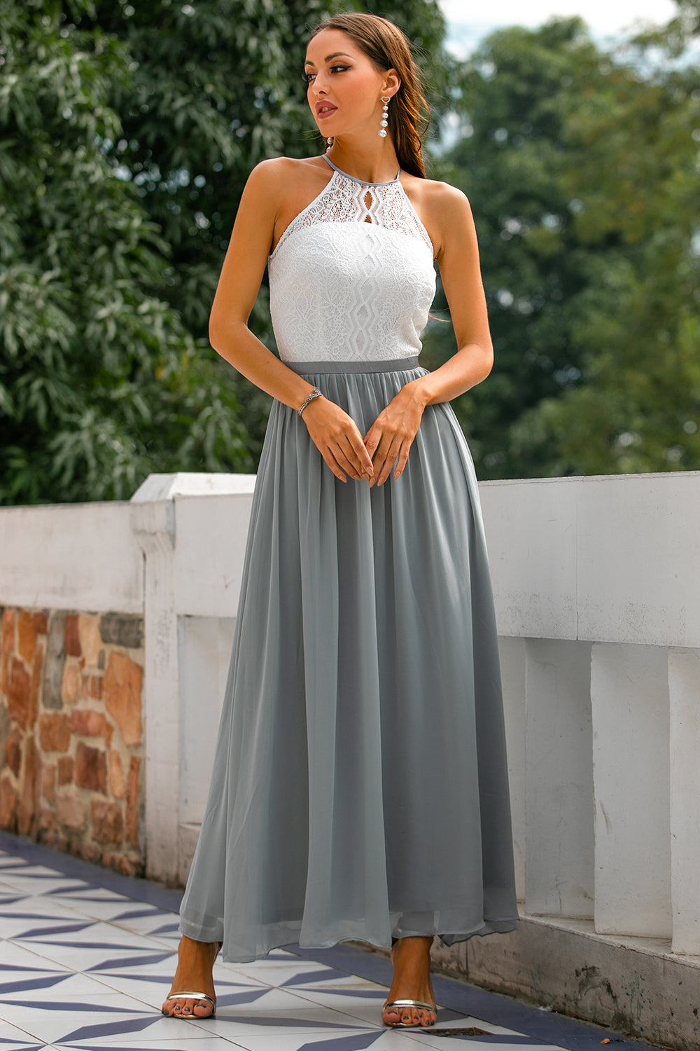 Abito Maxi Donna Scollo Halter Cerimonia
