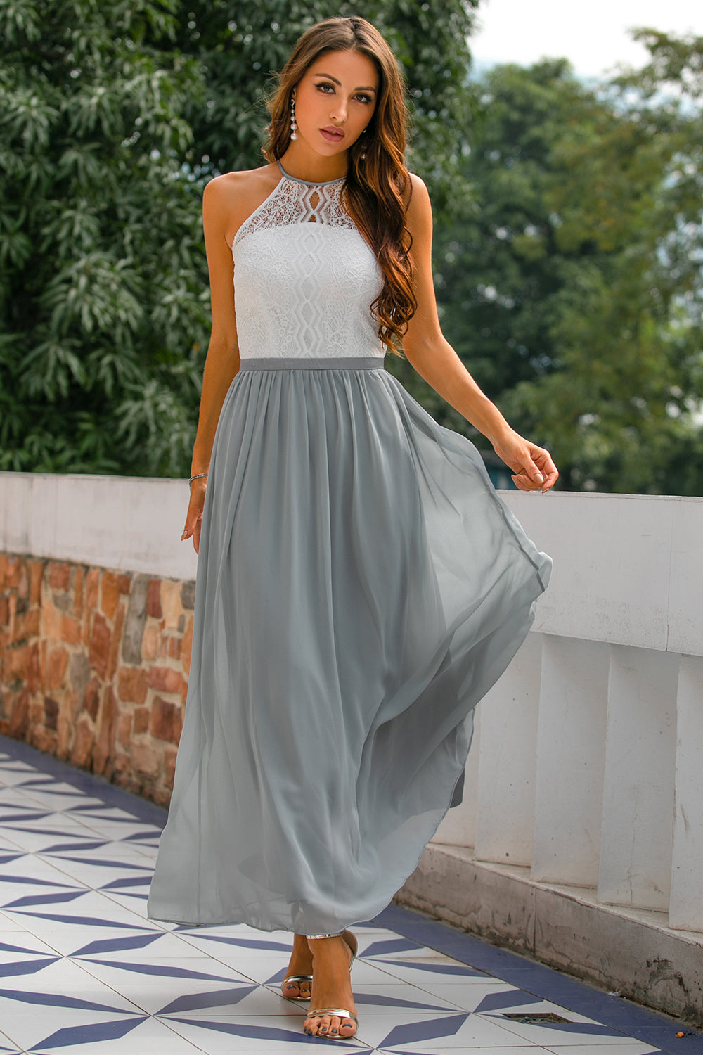 Abito Maxi Donna Scollo Halter Cerimonia - Brentozzi