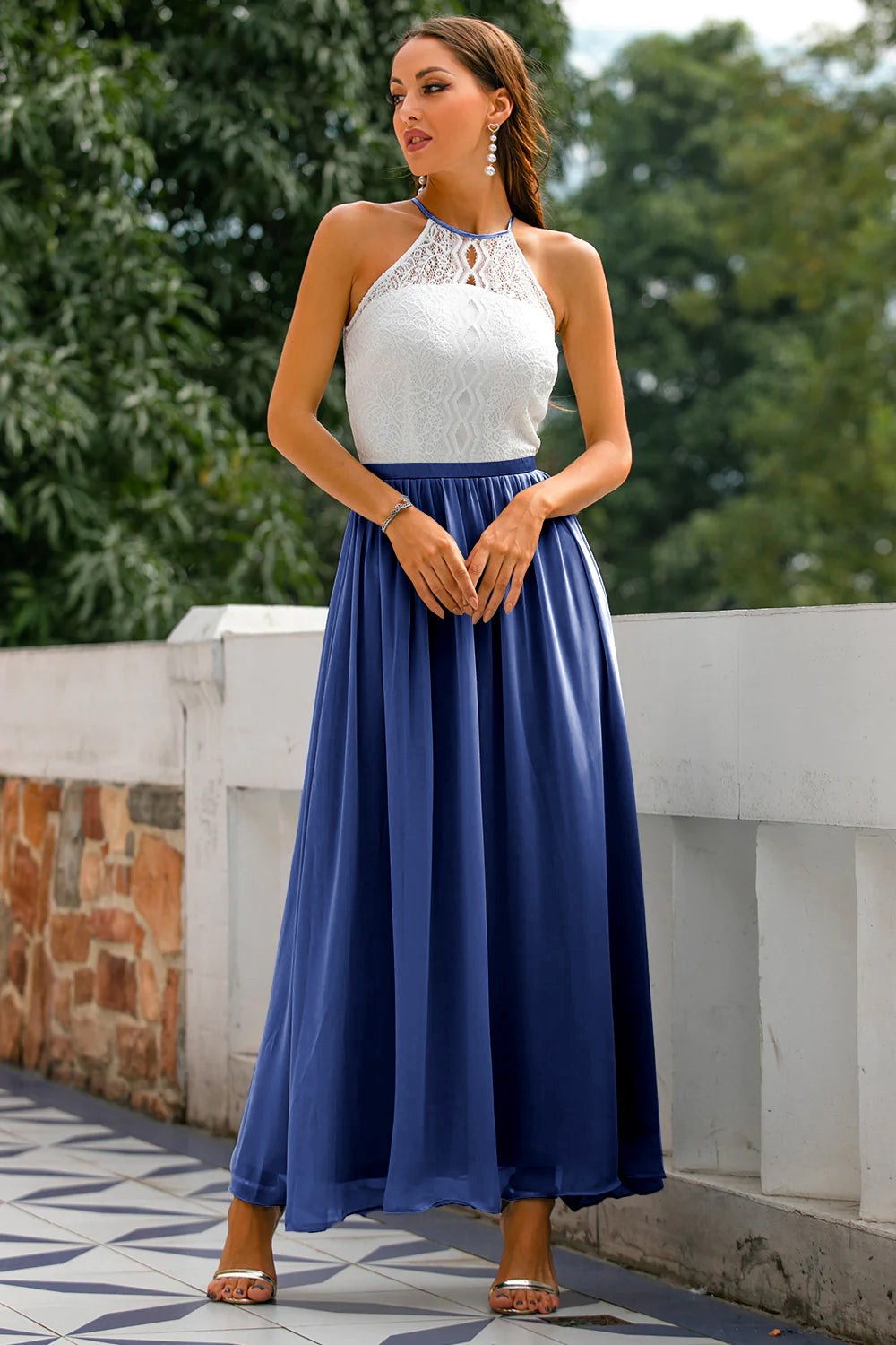 Abito Maxi Donna Scollo Halter Cerimonia