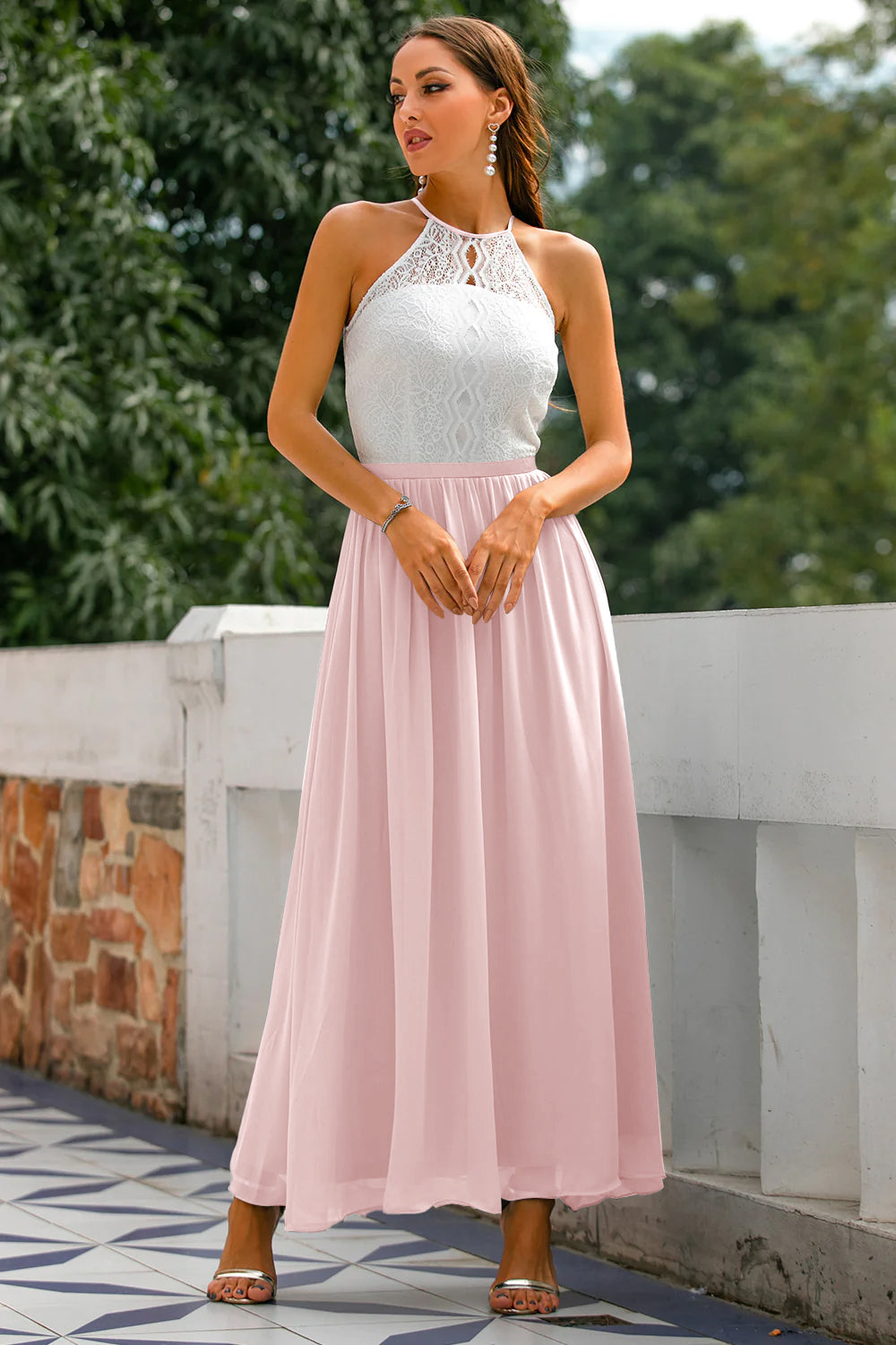Abito Maxi Donna Scollo Halter Cerimonia