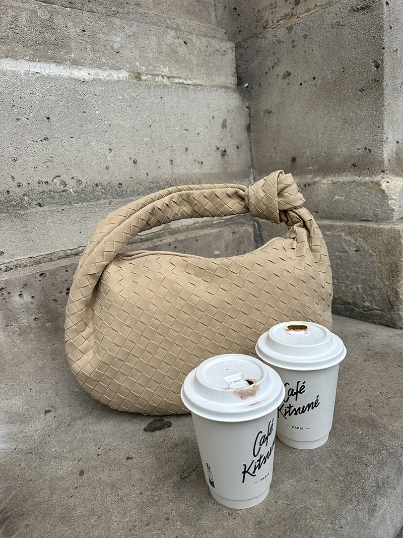 Borsa Hobo Donna Intrecciata con Dettaglio Nodo Elegante