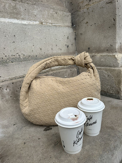 Borsa Hobo Donna Intrecciata con Dettaglio Nodo Elegante