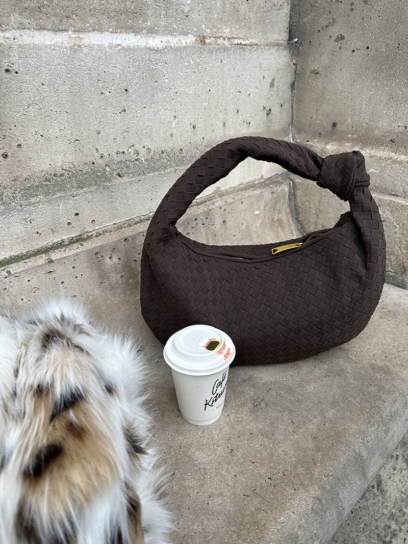 Borsa Hobo Donna Intrecciata con Dettaglio Nodo Elegante