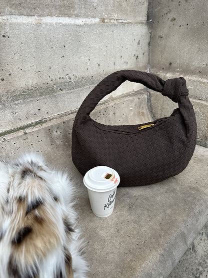 Borsa Hobo Donna Intrecciata con Dettaglio Nodo Elegante