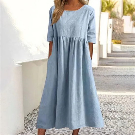 Abito Midi Donna Vestibilità Ampia Gonna Fluttuante - Brentozzi