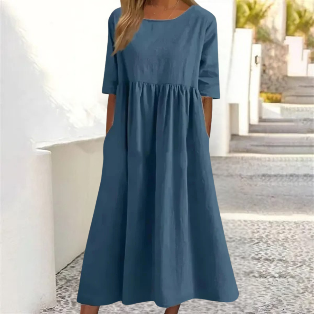 Abito Midi Donna Vestibilità Ampia Gonna Fluttuante