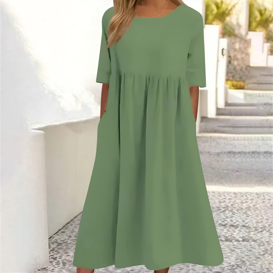 Abito Midi Donna Vestibilità Ampia Gonna Fluttuante