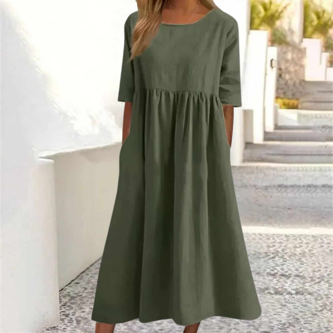 Abito Midi Donna Vestibilità Ampia Gonna Fluttuante
