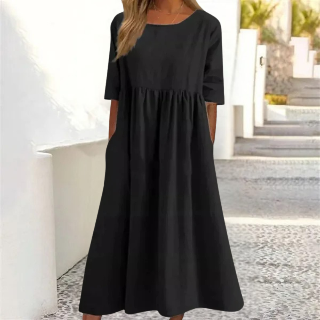 Abito Midi Donna Vestibilità Ampia Gonna Fluttuante