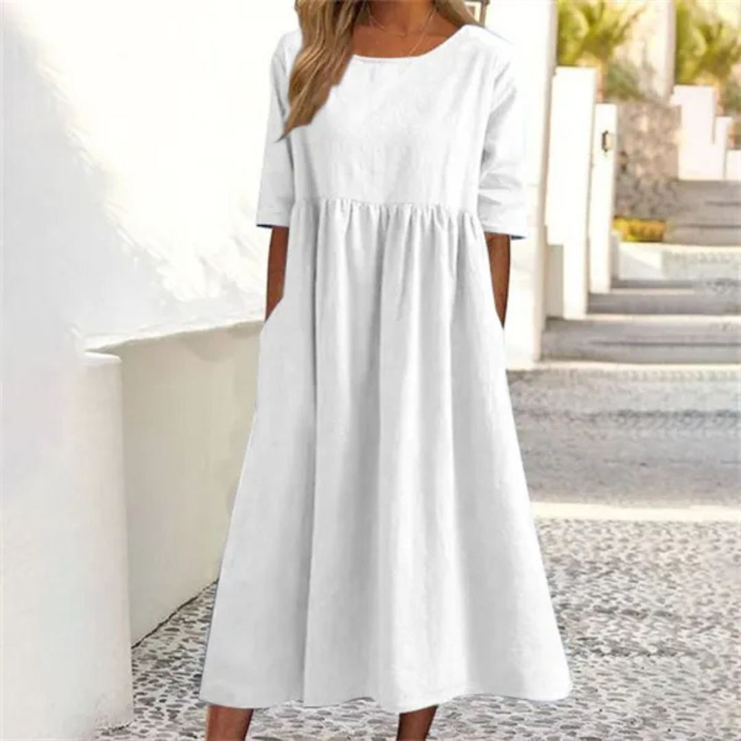 Abito Midi Donna Vestibilità Ampia Gonna Fluttuante