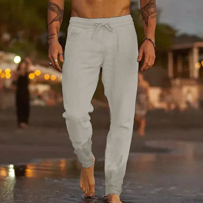 Pantaloni Uomo Tessuto Leggero Taglio Dritto