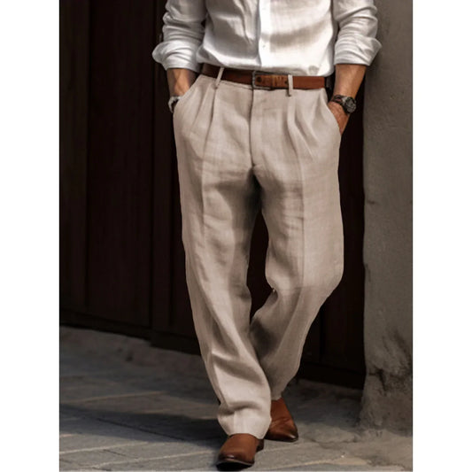 Pantaloni Uomo in Tessuto con Doppia Piega Vestibilità Larga - Brentozzi