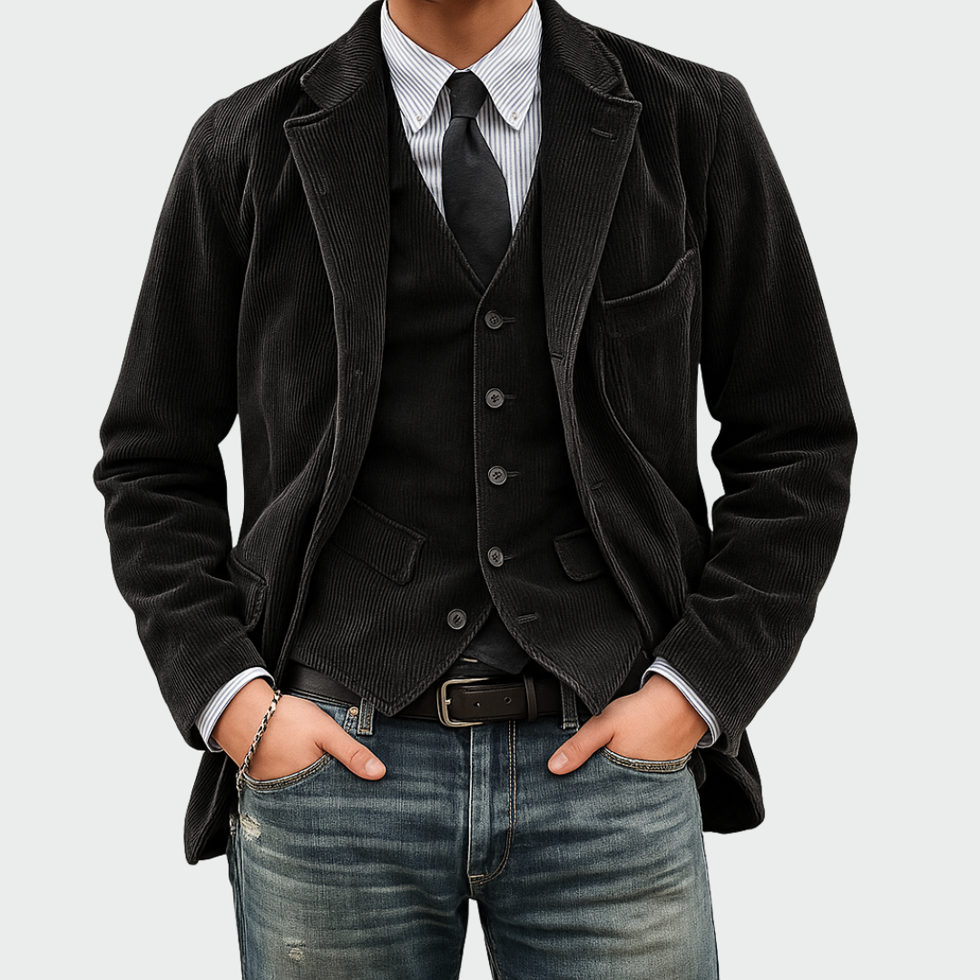 Completo Uomo Blazer e Gilet in Velluto Elegante