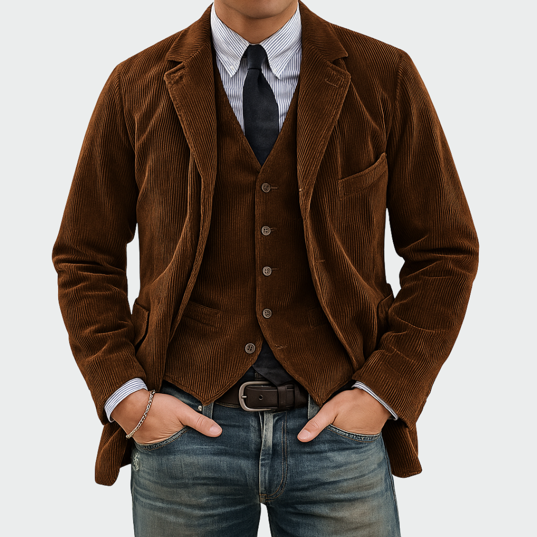 Completo Uomo Blazer e Gilet in Velluto Elegante