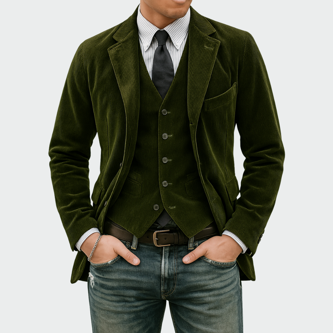Completo Uomo Blazer e Gilet in Velluto Elegante
