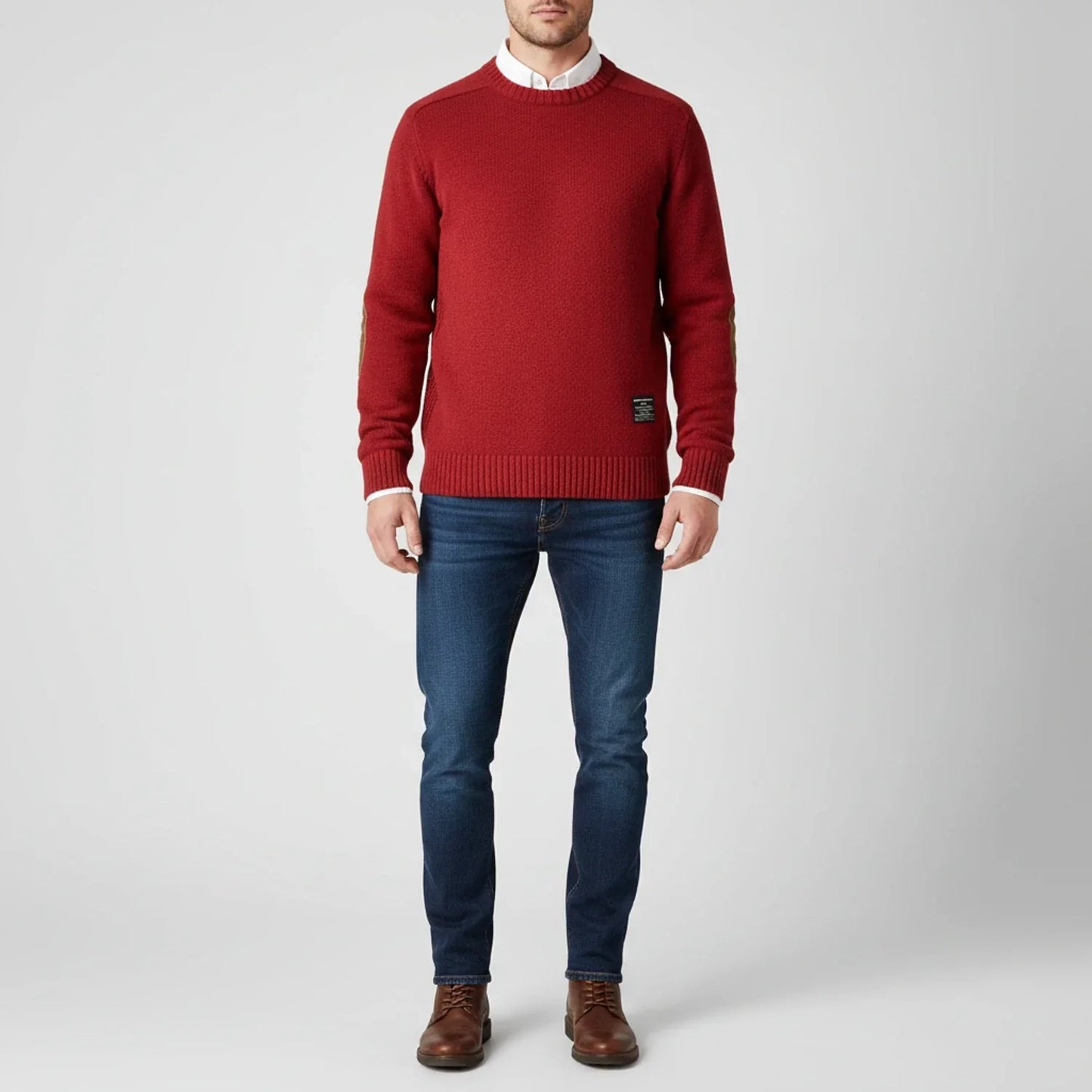 Maglione Uomo Girocollo con Bordo a Costine