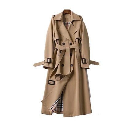 Trench Coat Donna Lungo Cintura Rever Elegante - Vesarelli
