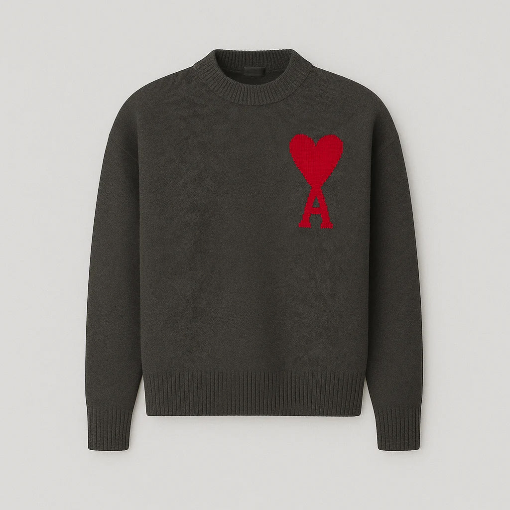 Maglione Oversize Donna con Motivo a Cuori Morbido