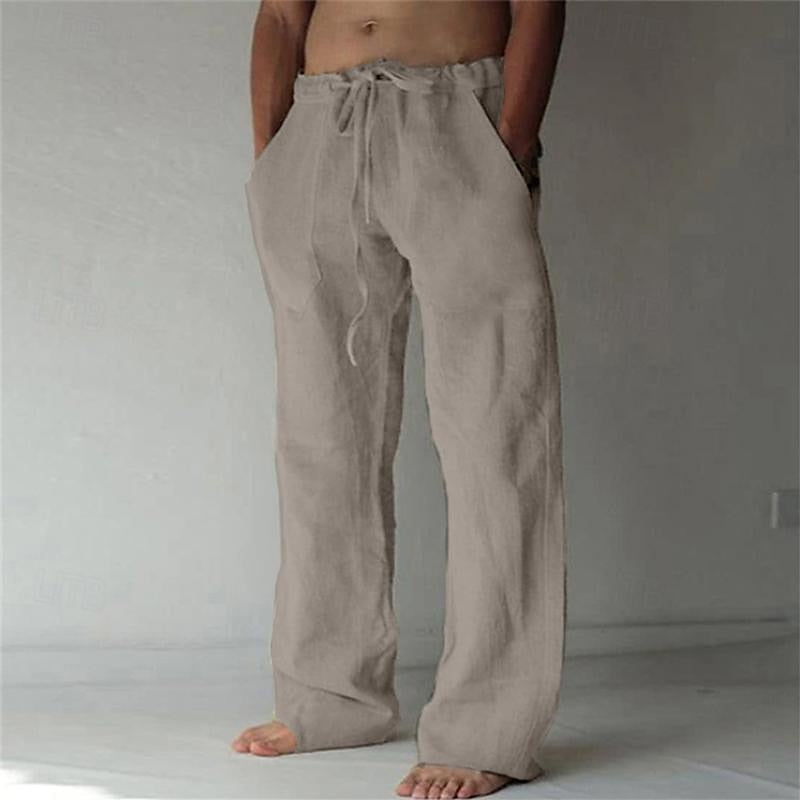 Pantaloni Lino Uomo Lunghezza Regolare