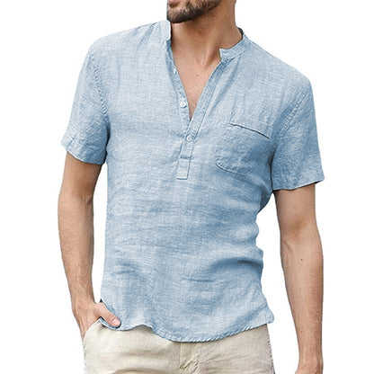Camicia Uomo Manica Corta Tessuto Leggero Traspirante
