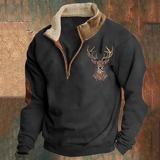 Pullover Uomo con Dettaglio Cervo Morbido