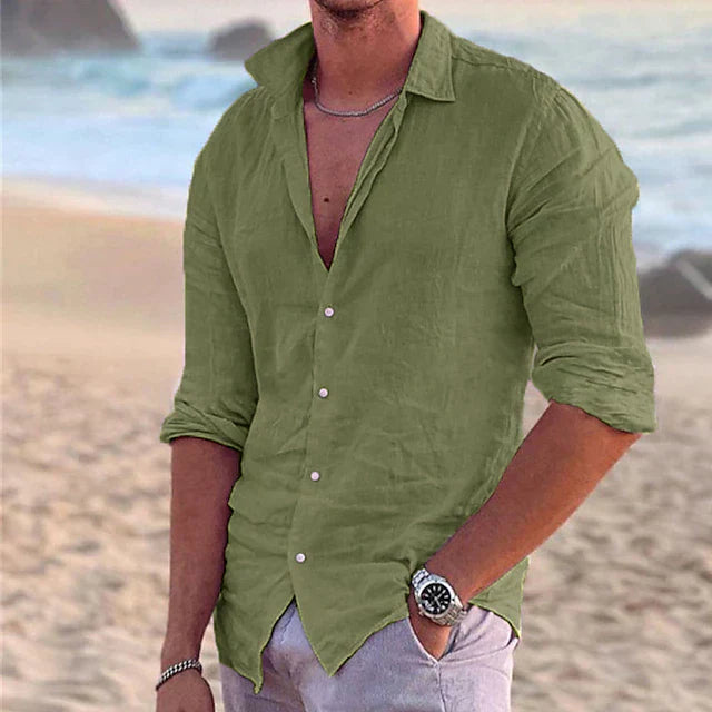 Camicia Uomo Manica Lunga Estiva Casual