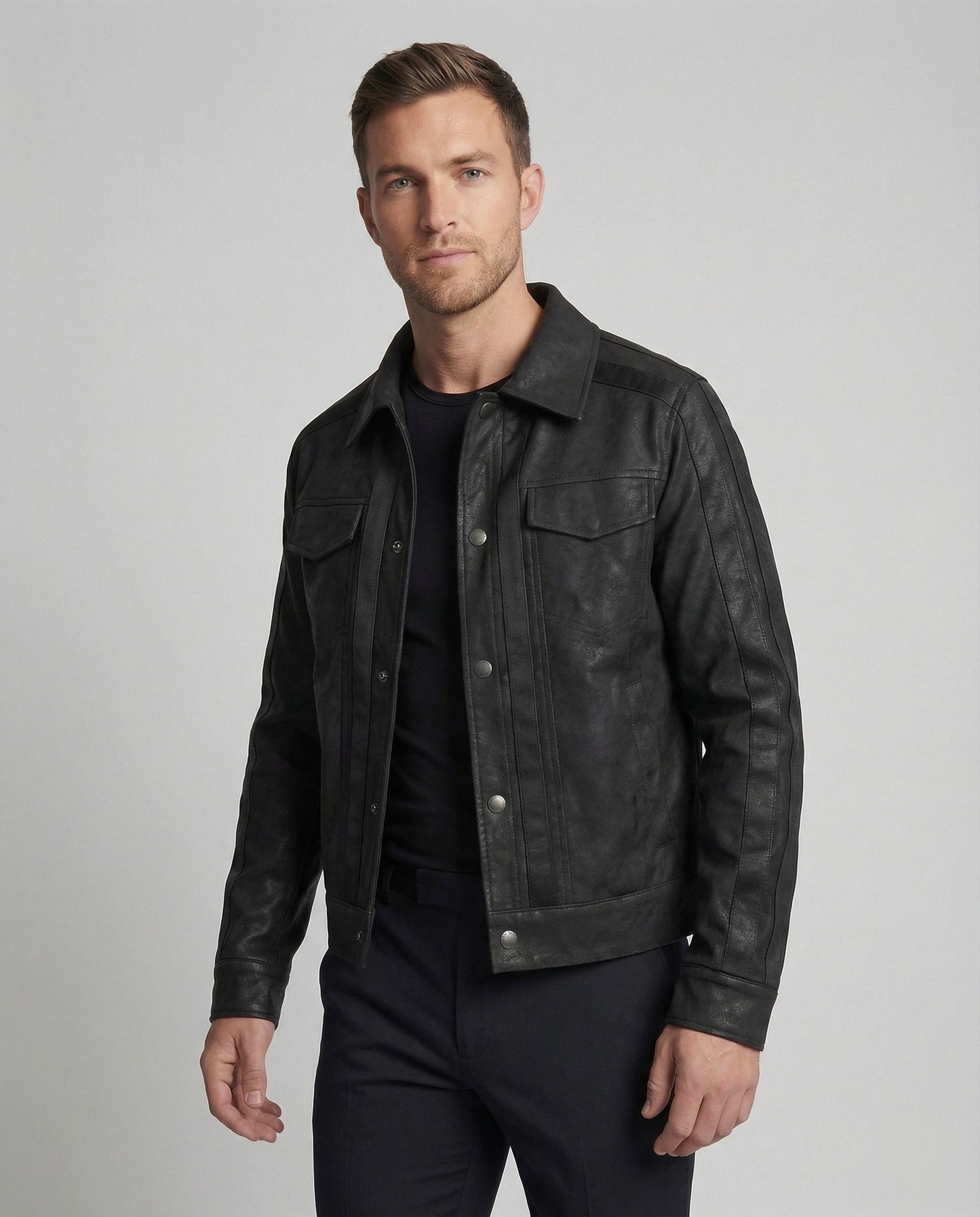 Giacca Biker Uomo in Pelle Corto