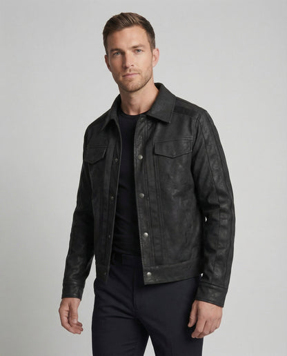 Giacca Biker Uomo in Pelle Corto