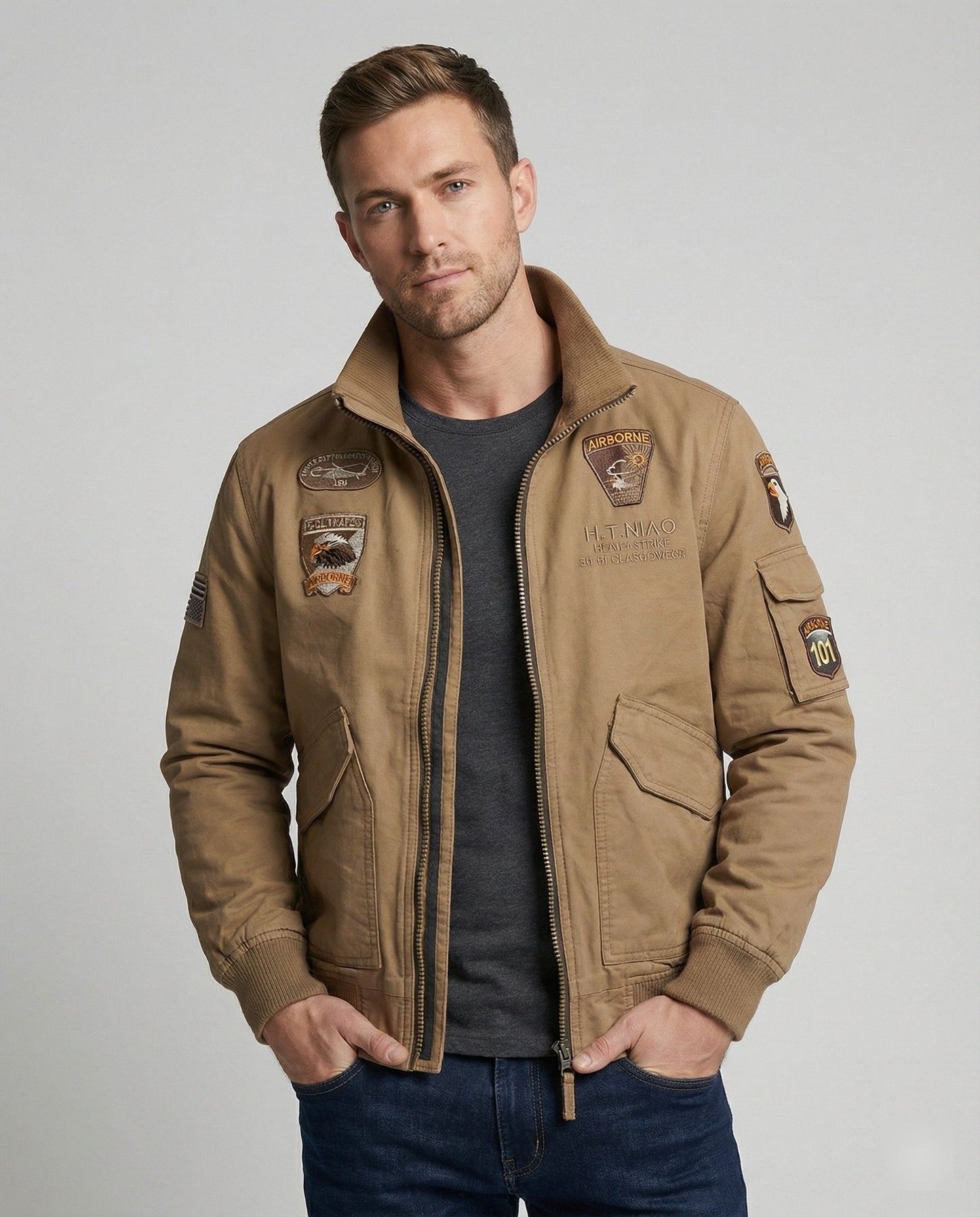 Giacca Bomber Uomo Stile Militare Regular