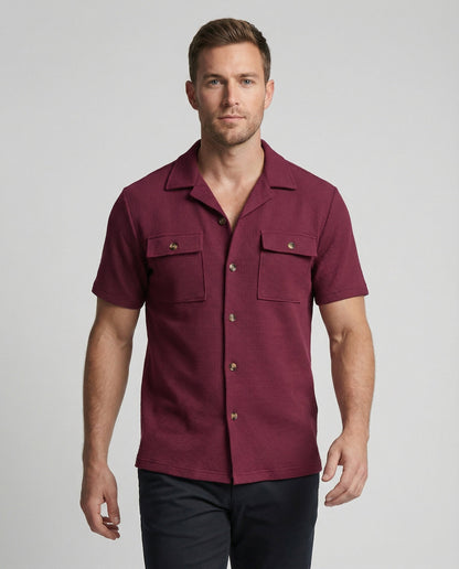 Camicia Uomo Manica Corta con Tasche sul Petto