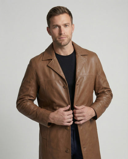 Cappotto Uomo In Ecopelle Invernale Slim Fit