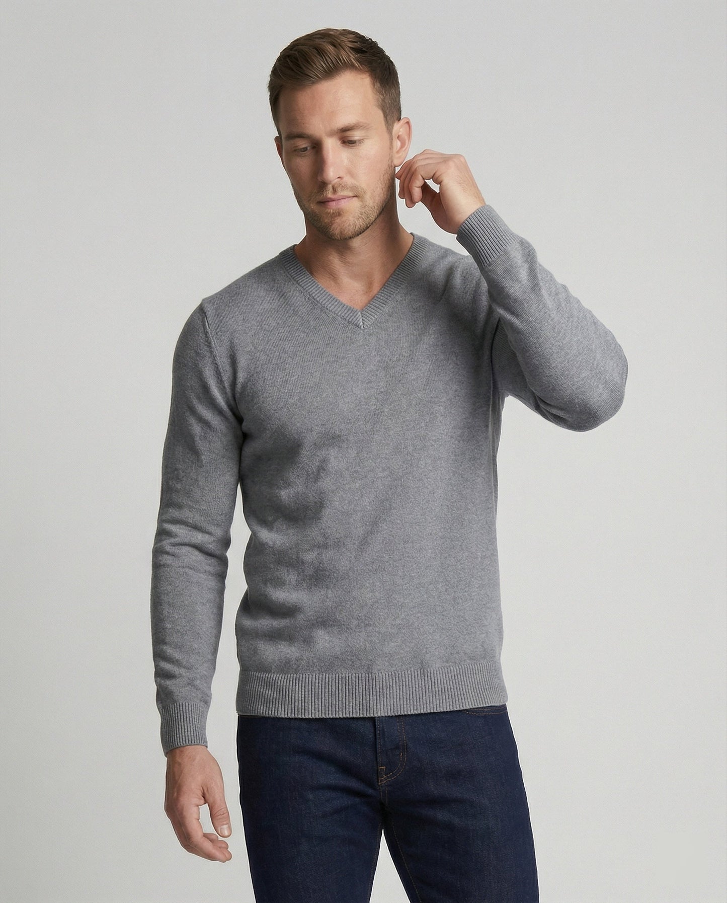 Maglione Uomo in Maglia Sottile Scollo a V - Brentozzi