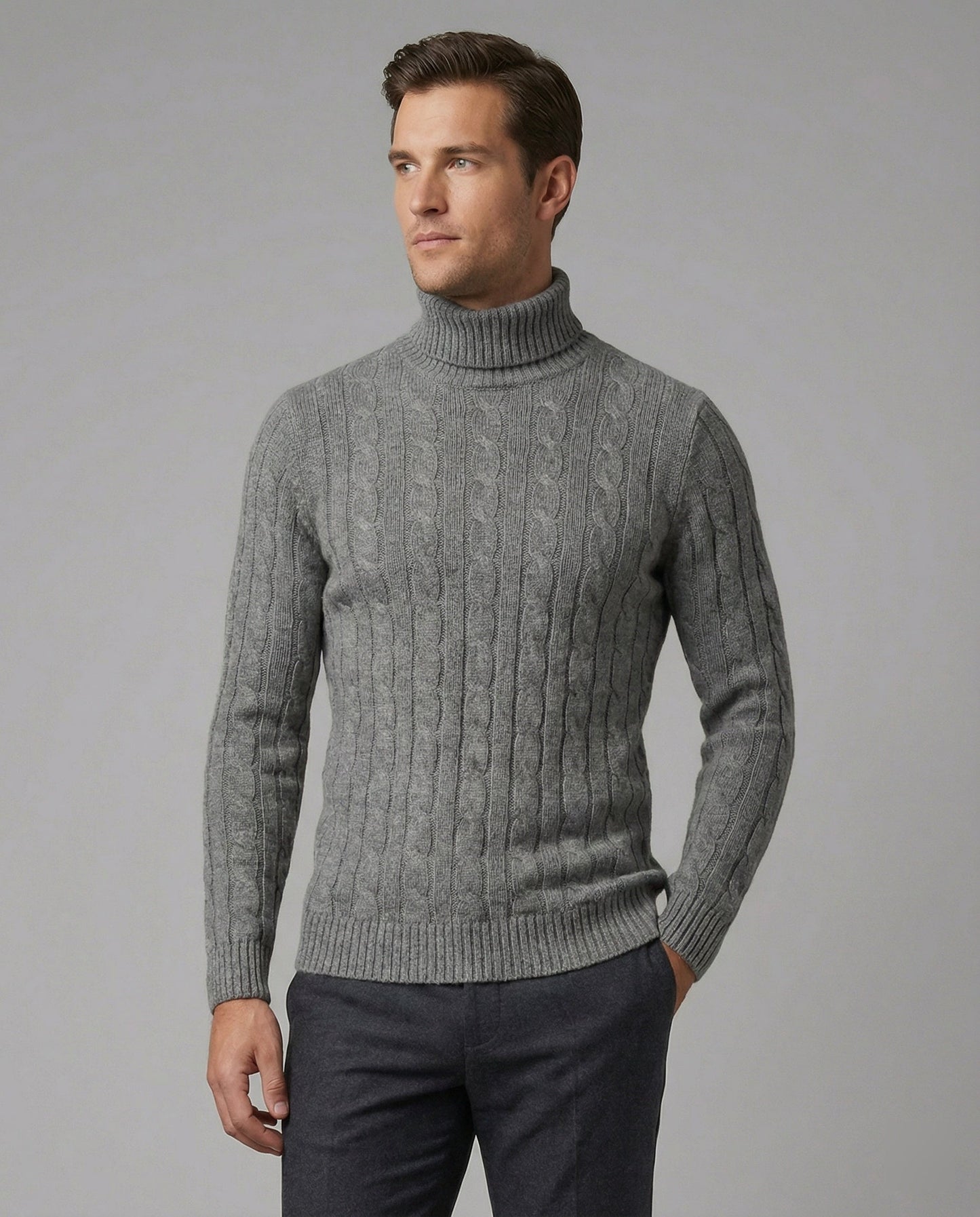 Maglione Uomo a Collo Alto in Maglia a Coste - Brentozzi