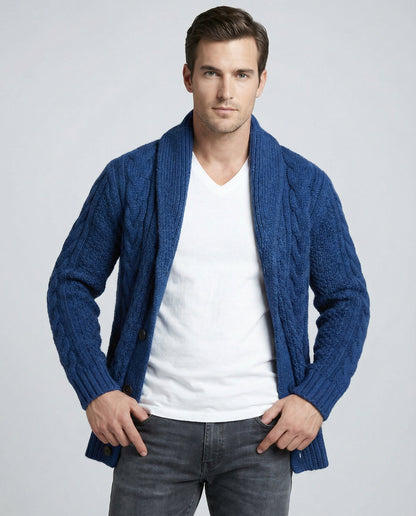 Cardigan Uomo Maglia Lavorata a Treccia Caldo - Brentozzi