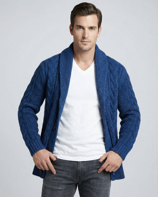 Cardigan Uomo Maglia Lavorata a Treccia Caldo - Brentozzi