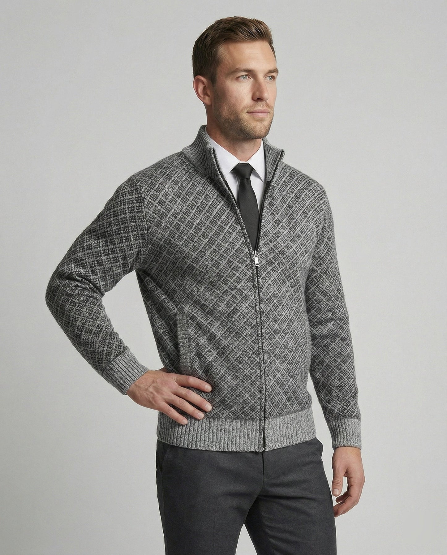 Cardigan Uomo in Maglia con Zip - Brentozzi