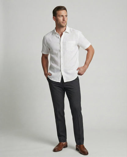 Camicia Uomo Manica Corta Cotone Stampa Palme