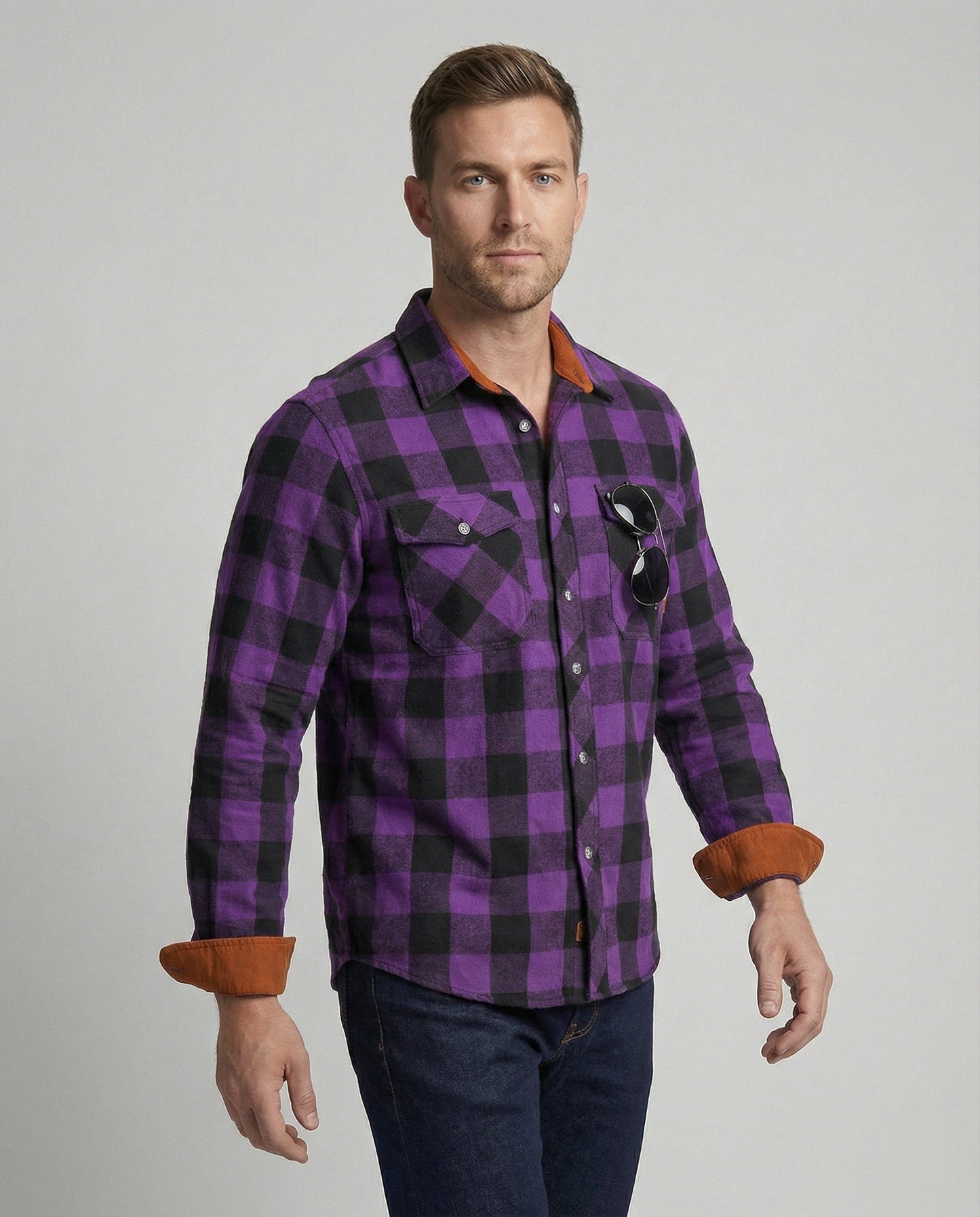 Camicia Uomo Flanella Quadri Vestibilità Comoda